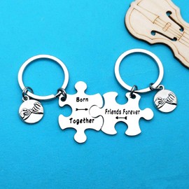 Ximalun Twin Sister Gifts Keyring Twin Brother Gifts Born Together Friends Forever Keyring Set Twin Girls Gift Twin Brother and Sister Gifts Christmas Birthday Gift for Twin Sister Brother