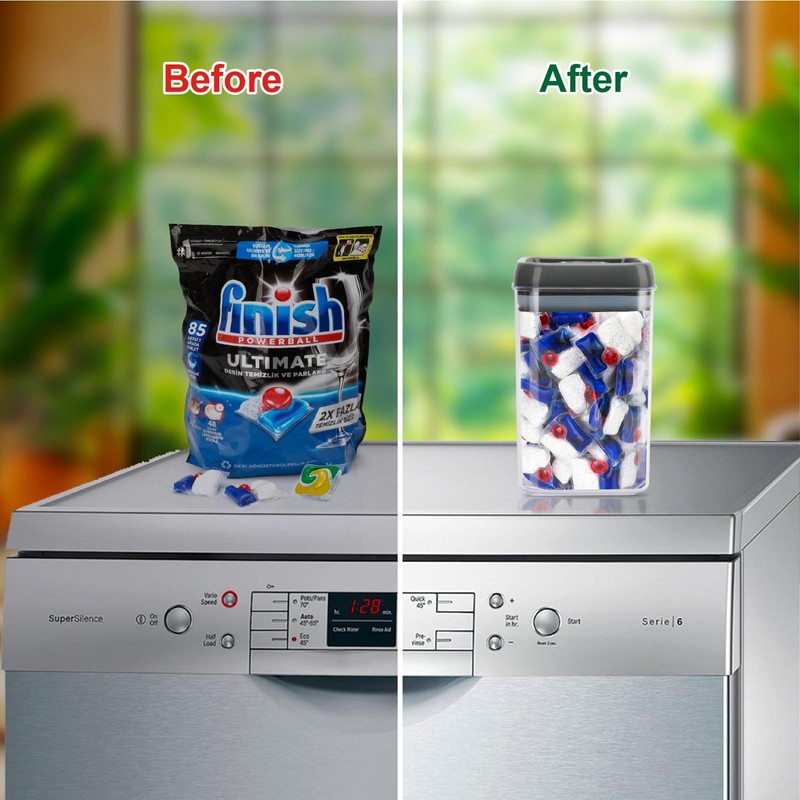 Beccis Dishwasher Pod Holder with Lid Laundry Pods Organizer 1.7L