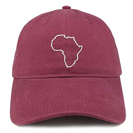 Trendy Apparel Shop Africa Map Outline Embroidered Cotton Dad Hat - Maroon