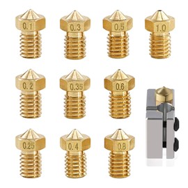 M6 3D Printer Nozzle Upgraded - 0.1mm 0.2mm 0.25mm 0.3mm 0.35mm 0.4mm 0.5mm 0.6mm 0.8mm 1.0mm Extruder Brass Nozzle Print Head for E3D Makerbot (1pc/Each Size) 10PCS