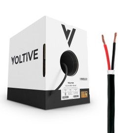 Voltive 12/2 Speaker Wire - 12 AWG/Gauge 2 Conductor - UL Listed in Wall (CL2/CL3) and Outdoor/In Ground (Direct Burial) Rated - Oxygen-Free Copper (OFC) - 250 Foot Bulk Cable Pull Box - Black