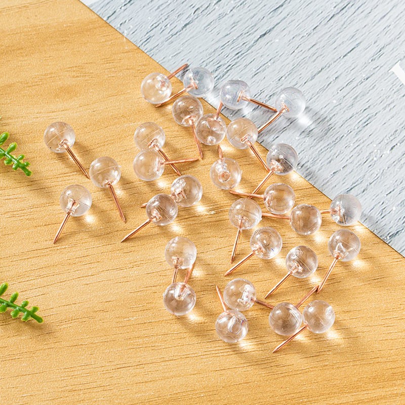 EUSTACE 100pcs Push Pins Push Pins Clear Ball Fasteners Drum