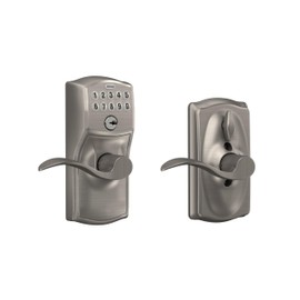 SCHLAGE FE595 CAM 619 ACC Camelot Keypad Entry with Flex-Lock and Accent Levers, Satin Nickel
