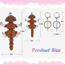 Waaaandefu 3D Printed Flexi Dog Set – Articulated Desk Figure 5.2 in with Mini Puppy Keychain 3.5 in, Gold & Spare Silver Ring, Poseable Collectible