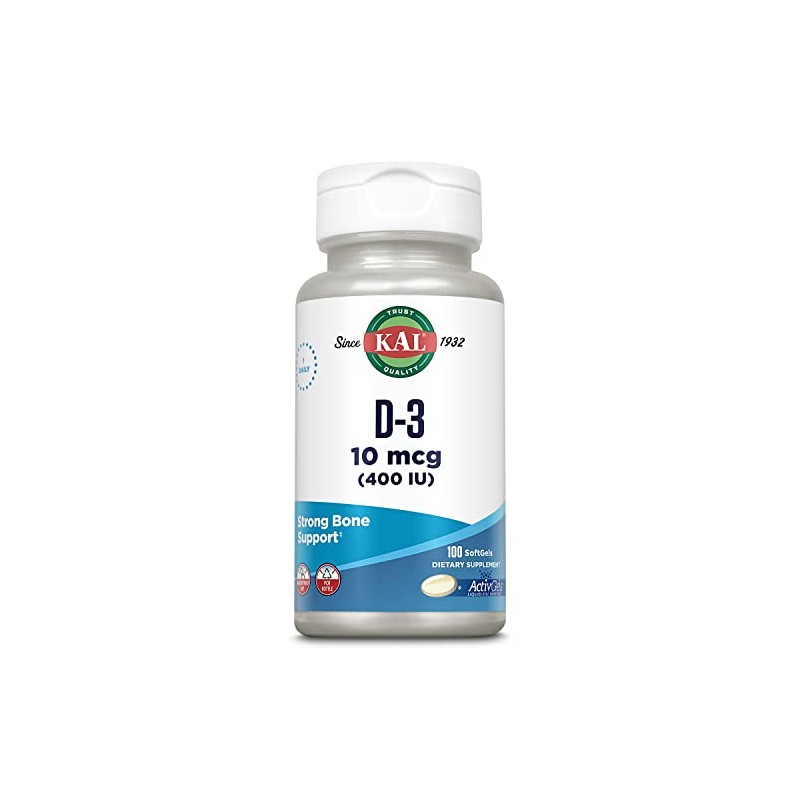 KAL D-3 400 IU Softgels, 100 Count by Kal