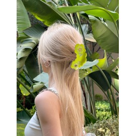 Flower Hair Claw Clip and 100% Mulberry Mini Silk Skinny Scrunchies Set Acetate Hair Clips Ideal For Women and Girls (Brown)