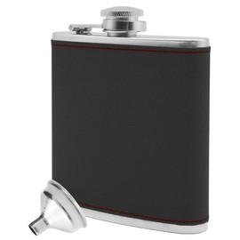 OUTDOOR SAXX Stainless Steel Hip Flask, 175 ml, Elegant Wild Leather Design, Anthracite, in Gift Box