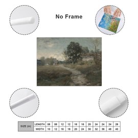 Canvas Home Wall Art Decor Vintage Countryside Path to The Cottage Moody Rustic Landscape Paintings Prints Piuture for Bathroom Office Bedroom Farmhouse Living Room 16x12inch(40x30cm) Unframed