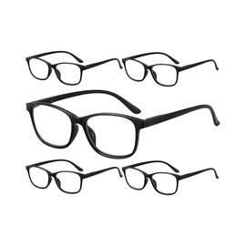 JOLISU 5-Pack of Reading Glasses - Classic Style, Spring Hinges, Sturdy and Durable, Blue Light Protection +0.75