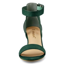 Allegra K Women's Ankle Strap Block Low Heel Green Sandal 9.5 M US