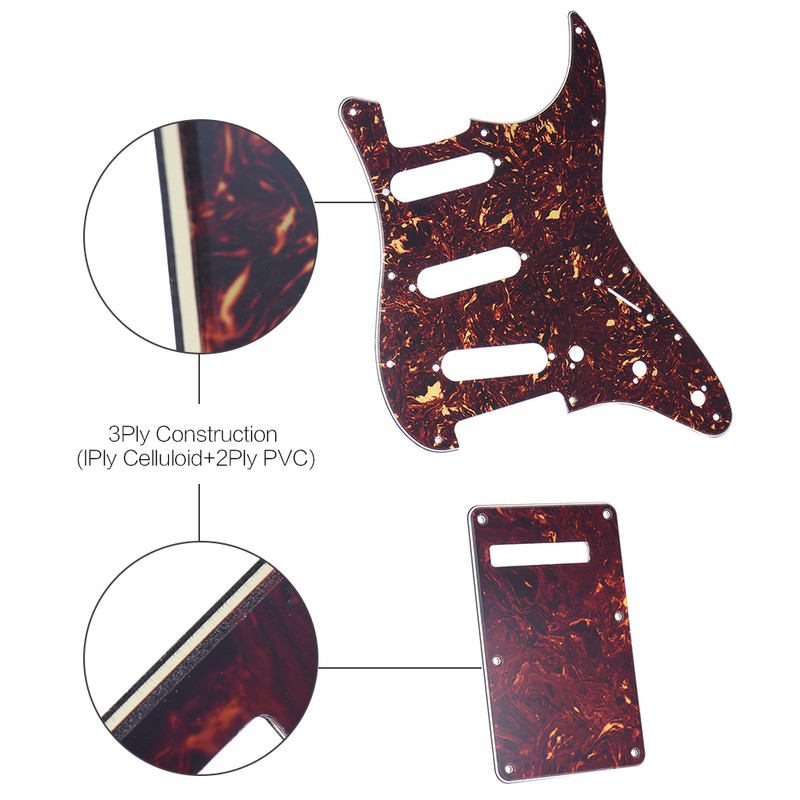 Tortoise Red Guitar Pick Guard Back Plate with 20pcs Screws