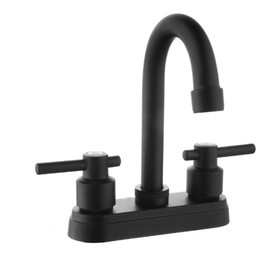 JAMESVAN Bathroom Faucets,Black Bathroom Sink Faucet 2 Hole,Centerset 4 inch Bathroom Faucets with Two Handle and 2 Supply Hoses,Bathroom Faucets for Sink Vanity,Black