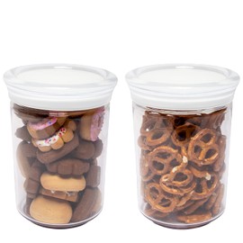 Omada Acrylic Airtight Storage Container: Set of 2 Sugar Flour Containers and Pasta Containers - Tall Storage Jar for Food Toiletries Office Supplies - Dishwasher Safe Cylinder – 40.5 Oz (1 Liter)