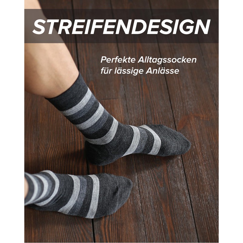 vitsocks Men's Merino Socks 80% Wool Warm Breathable (Pack of