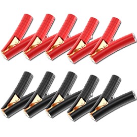Goupchn - 10 pinzas de cocodrilo aisladas resistentes para carga de batería de camión, coche, prueba eléctrica