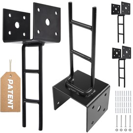 TPSHKE 4 Pack U Shape Post Anchor, 4"x 4" Post Base for Concrete, Design Patent Product, 11 Gauge 3 mm Thickness Galvanized Black Pergola Deck Post Bracket with Screws(Inner Dia 3.6x3.6)
