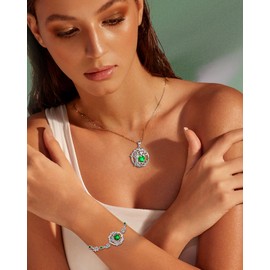 AGVANA Women's Birthstone Necklace, 12 Months, Power Stone, Tree of Life Motif, Platinum Plated, Silver, 925 Silver, Amulet, Jewelry, Accessories, Birthday, Mother's Day, Gift Wrapping Supplies