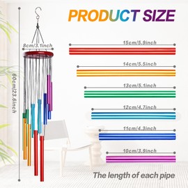 KIKISML Wind Chime, Classic Wind Chimes for Outdoor Indoor Decor Smooth Melodic Tones Chime for Garden Patio Balcony and Home - 24 Inch with 12 Tubes for Outdoor Garden Patio Decor