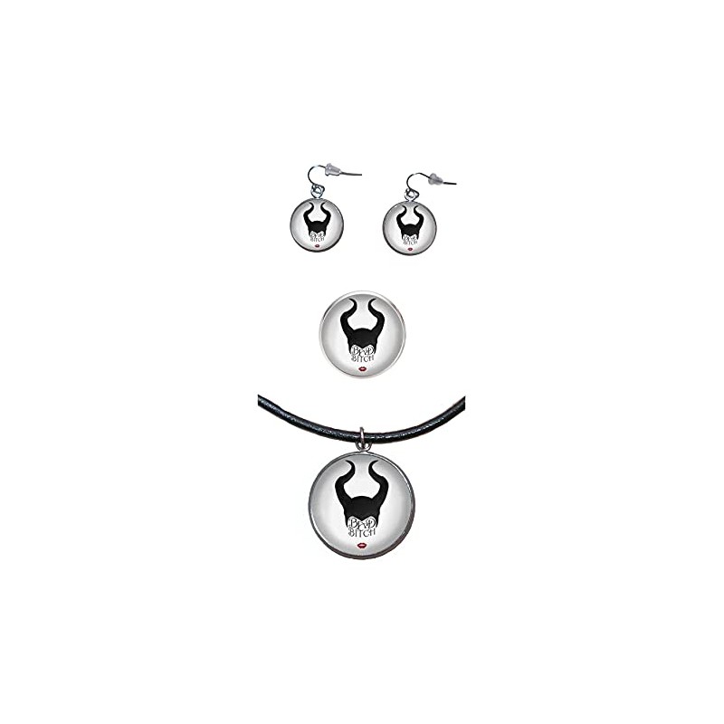 Verstellbarer Edelstahlring, 25mm Durchmesser, Handgemachte Illustration Maleficent