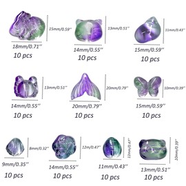 Gocelyn 100Pcs Assorted Crystal Glass Beads of Animals & Insects for Jewelry Making, Czech Glass Loose Beads Such as Cat Paw/River Snail/Fishtail/Shell .etc for Crafts Bracelets Necklaces Pendants