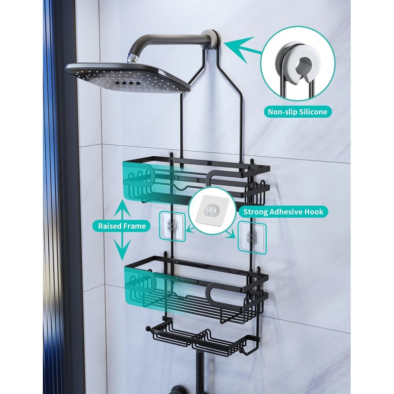HapiRm Bathroom Hanging Shower Caddy - Rustproof & Waterproof Shower