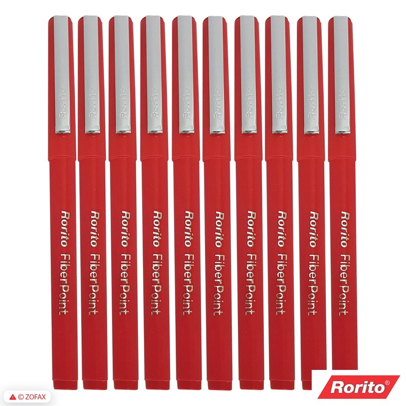 FibrePoint Fineliner Pens, RED, Extra Fine Tip (0.5mm), Pack of