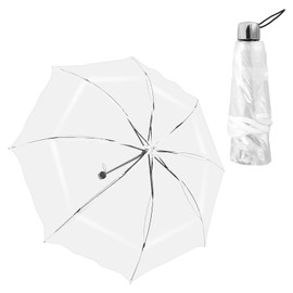 Clear Umbrella, White Transparent Umbrella, Windproof Folding Travel Umbrella, Portable Folding Umbrella, Tri-Fold Clear Rain Umbrella, 8 Ribs Strong And Fastened, Windproof