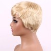 BM Peluca Corta De Cabello Humano Natural, Peluca Rubia Con