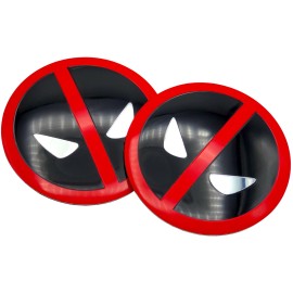 Express Emblems 2x Metal Dome Shape Deadpool Decal Sticker Emblem Fender Auto Car 2.20" 56mm