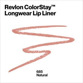 Lip Liner by Revlon, Colorstay Face Makeup with Built-in-Sharpener, Longwear Rich Lip Colors, Smooth Application, 685 Natural