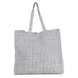 noTrash2003 Large Sustainable Vegan Striped Shopper Shopper Made of Cotton Jute Fabric (Juco), Iris blue-natural