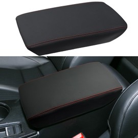 LOCOY Center Console Armrest Cover Fit for Honda Civic Accessories 2022 2023 2024 2025, 11th Gen Civic Arm Rest Box Protective Cover, Middle Console Pad, Armrest Lid Leather Cover (Red Stitches)