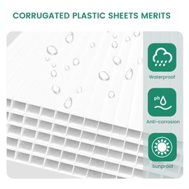 Corrugated Plastic Sheet for Indoor and Outdoor Use - 4 Mm Thick Poster Board, 24x36 Inches - Pack of 3 White Plastic Board Sheets - Waterproof Coroplast Sheets and Lightweight Blank
