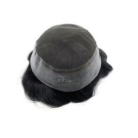 Toupee for Men PU Around+Lace Base Real European Human Hair Pieces for Mens Hair Prosthesis Patch Units Hair Replacement System for Men (6x9")