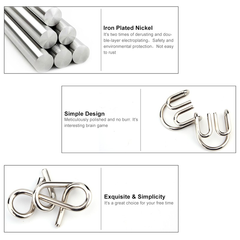 20pcs Metal Wire Puzzles Set IQ Puzzle Mind Brain Teasers