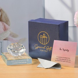 PEEYHONY Gifts for Mom, Mothers Day Unique Crystal Rose Figurine Ornament with Laser Text Gift from Daughter and Son, Thanksgiving Valentines Christmas Birthday Love Gift for Mother