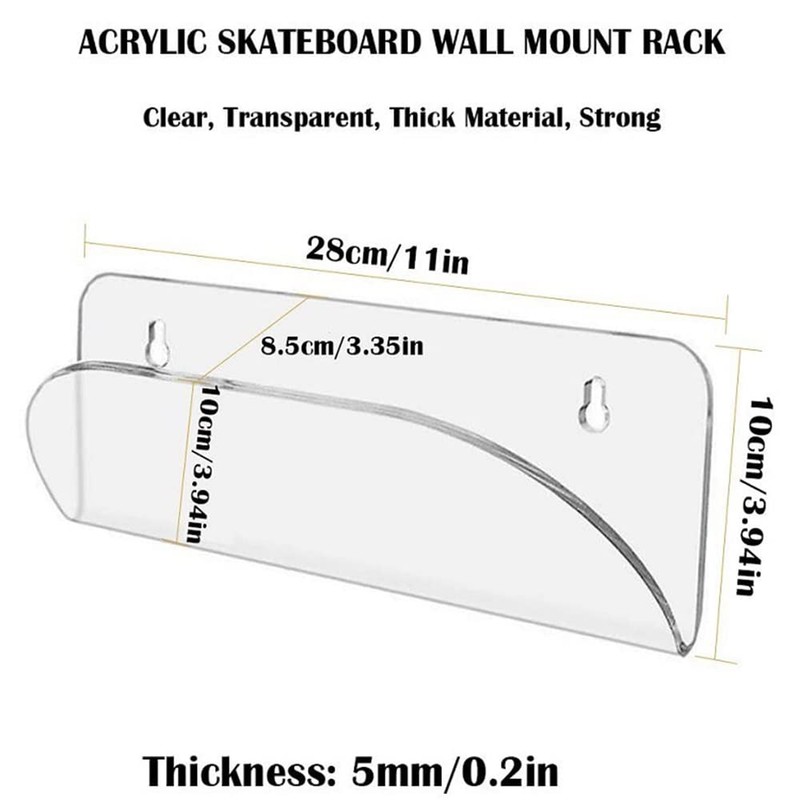 Acrylic Skateboard Display Stand, Skateboard Wall Rack Clear Skateboard Wall
