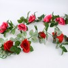 Decorative Artificial Rose Vine Vine with 9 Roses, White 2ea