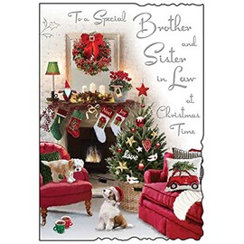 Jonny Javelin Special Brother And Sister In Law At Christmas Time Card - Dogs Living Room