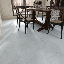VaryStyle 6-Sheet Vinyl Flooring Neutral Cream Terrazzo Peel and Stick Floor Tiles Waterproof Bathroom Temporary Flooring for Renters 12"x12" Sticky Vinyl Floor Tile for Kitchen Basement Flooring Tile