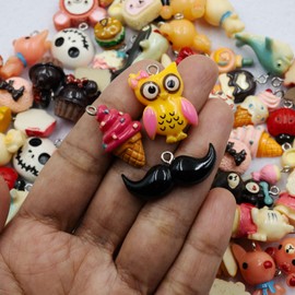 Summer-Ray 78 Mixed Lot Resin Charms with Eye Pin Value Pack for Jewelry Making