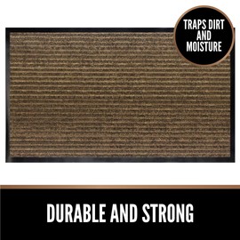 Gorilla Grip Original Low Profile Rubber Door Mat, 35x23, Heavy Duty, Durable Doormat for Indoor and Outdoor, Waterproof, Easy Clean, Home Rug Mats for Entry, Patio, Busy Areas, Brown