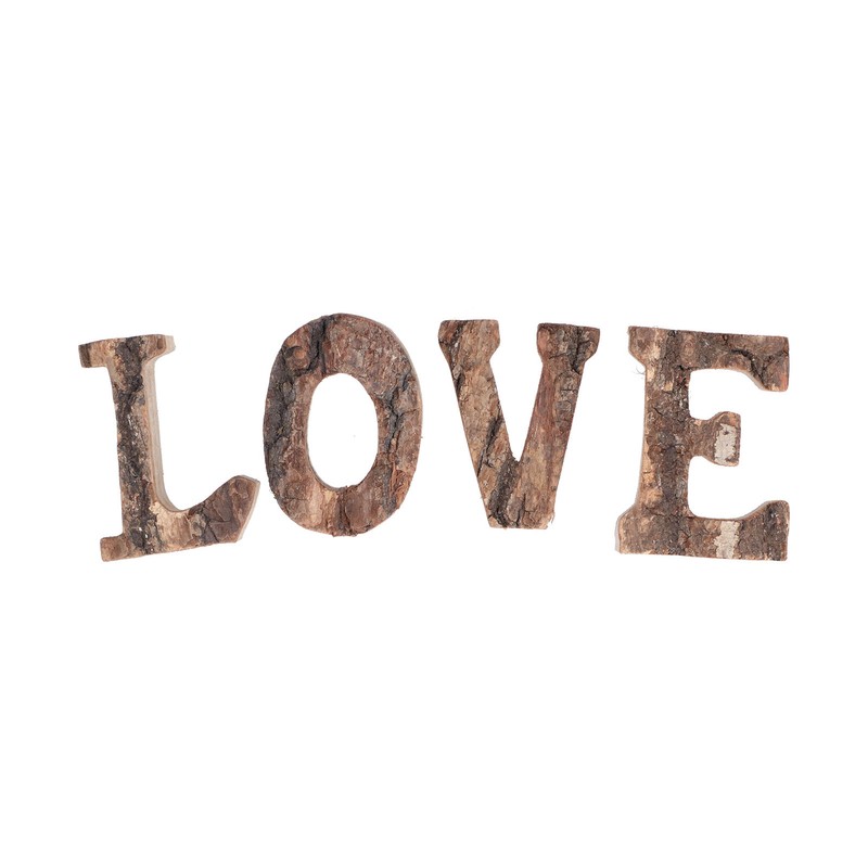 4Pcs Letters Wooden Blocks LOVE Shape Retro Free Standing Decorative
