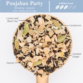 The Chai Box - Punjaban Party - Black Loose Leaf Tea w/Ginger, Fennel, Cardamom. Bold Taste, Bright Fragrance. Made in Small Batches using Single-Origin premium spices - 2.5oz