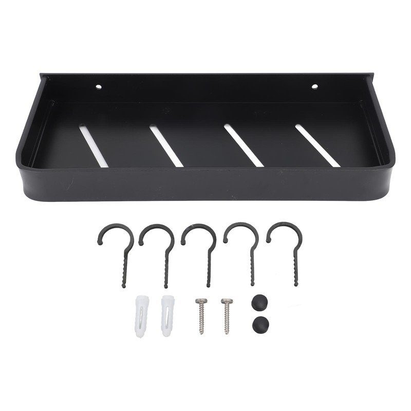 Shower Caddy Wall Mount Shelf with Hooks Space Aluminium Large