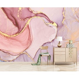 Eierme Gilding Marble Pink Wall Mural Wallpaper for Bedroom 103" x 69"