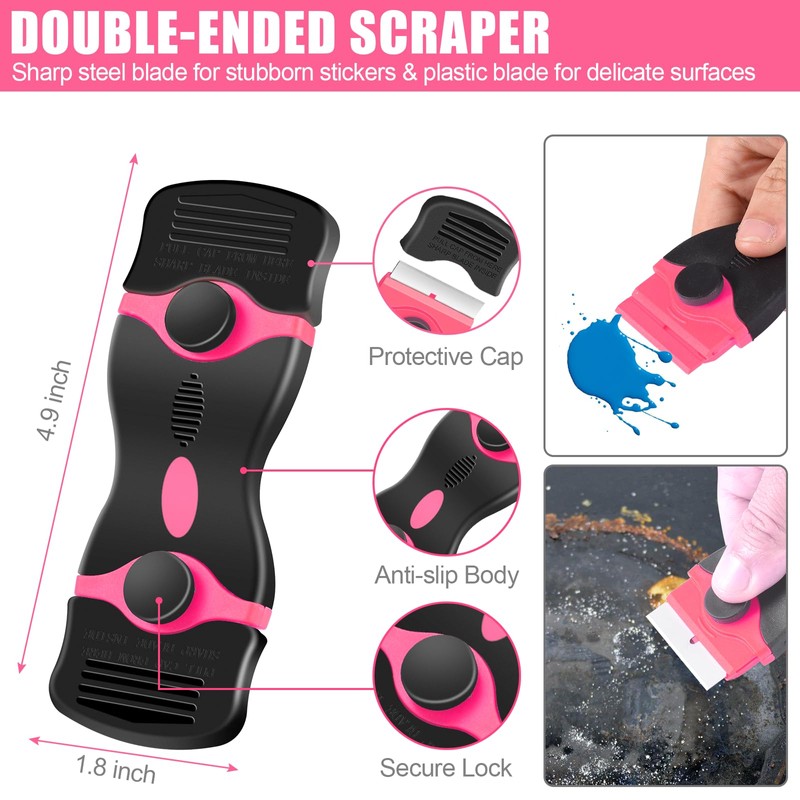 NECAMOCU 4 Pack Razor Blade Scraper, Premium Cleaning Scraper Tool