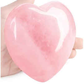 DUQGUHO 60mm Rose Quartz Crystal Heart Large Healing Crystals Heart Love Shaped Stone Palm Pocket Reiki Balancing Birthday Crystal 1PC