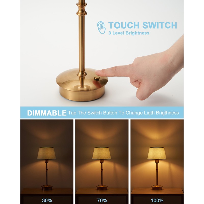 UMEXUS Small Cordless Lamp Rechargeable Table Lamps Set of 2,