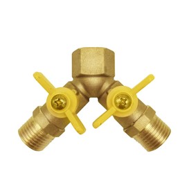 BesNPT Brass 3 Way Shut Off Valve 1/2" Male x 1/2" Male x 1/2" Famale Thread Y Shaped 2 Switch Ball Valve